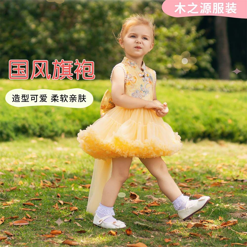 女童新中式tutu蓬蓬纱公主连衣裙