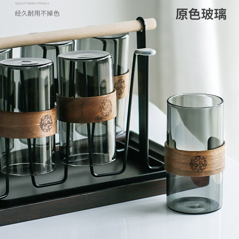 原色材料透黑水杯高硼硅玻璃杯家用耐高温喝茶杯水具套装客厅待客