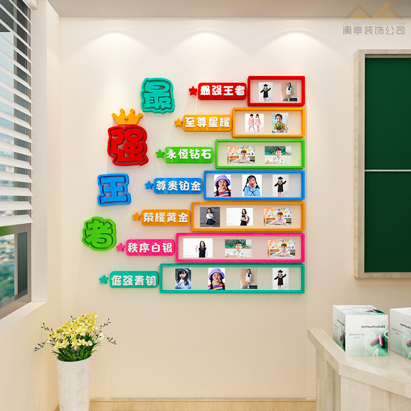 教室布置文化建设贴画幼儿园小学每周学习班级之星3d立体照片墙贴