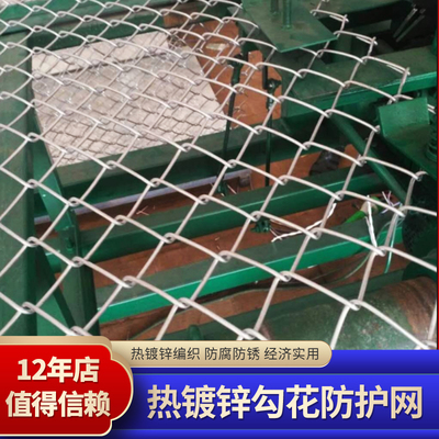 热镀锌勾花网铁丝网果园农场防护网菱形孔球场围栏网隔离护栏防锈