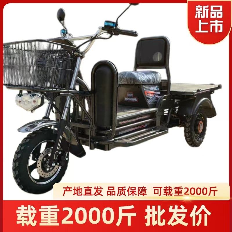 农用新款载重王电动三轮车载货快餐拉客快递爬坡王家用送货车