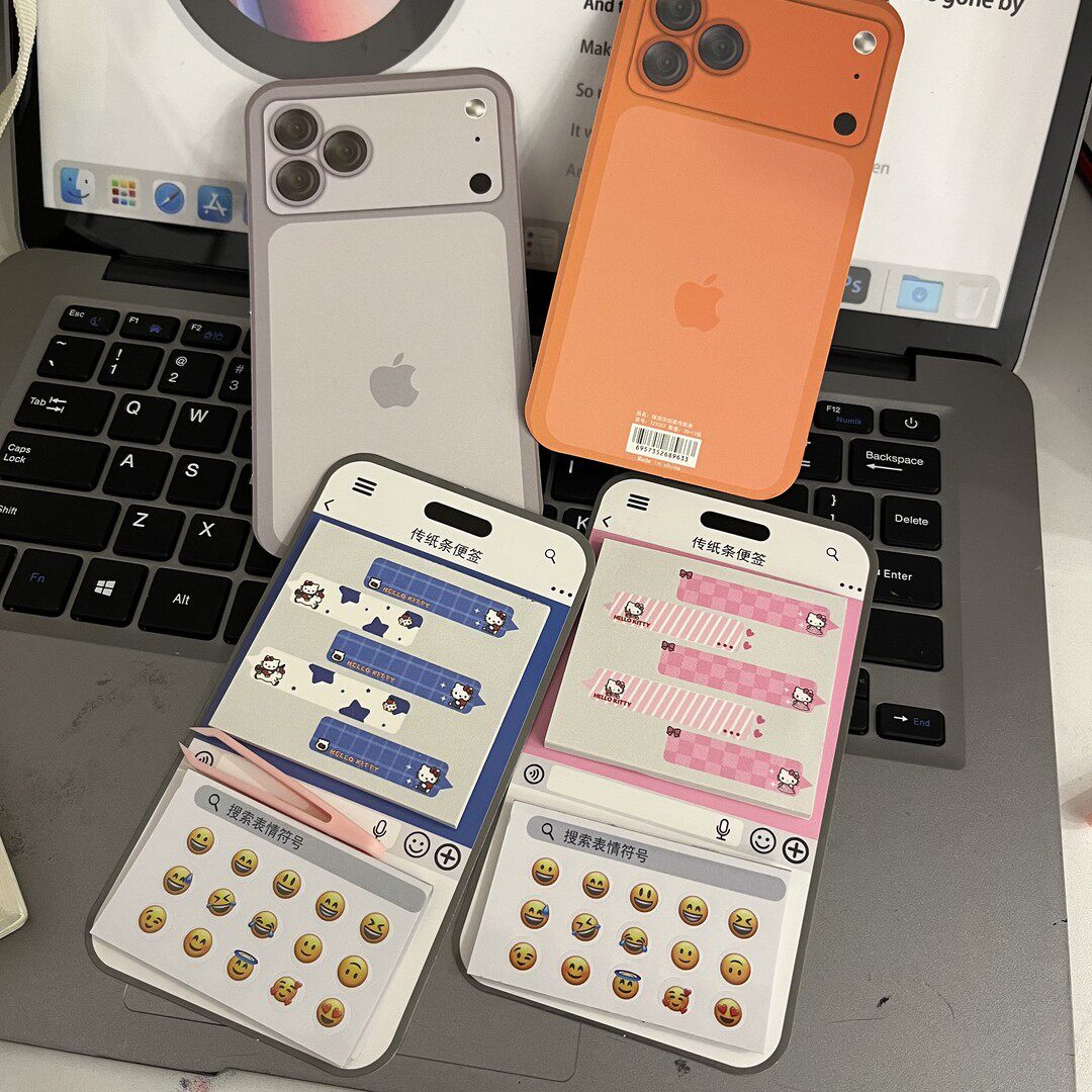 高颜值ins风绿泡泡表情便签贴纸