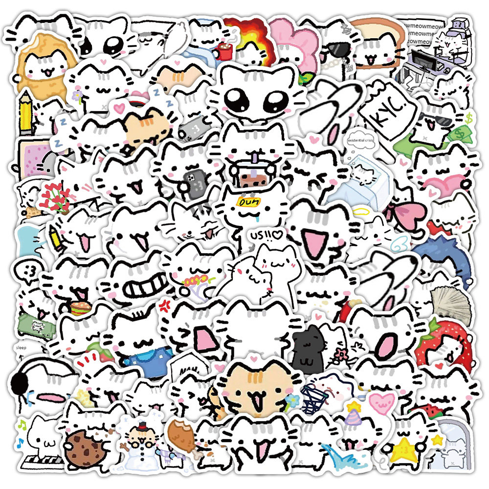 275张线条猫简笔画防水贴纸