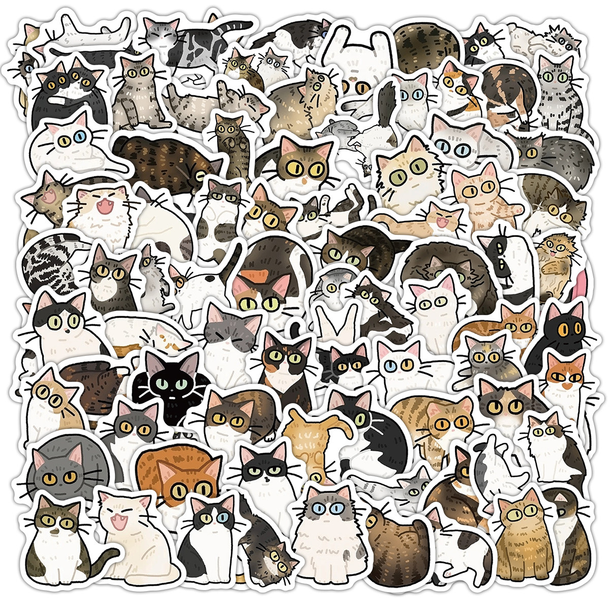 复古手绘猫咪贴纸DIY手帐装饰