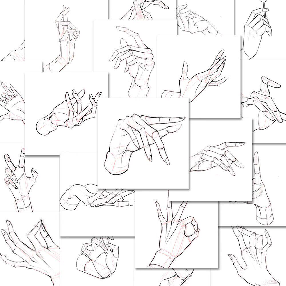 手部线条绘画临摹贴纸手账贴纸画