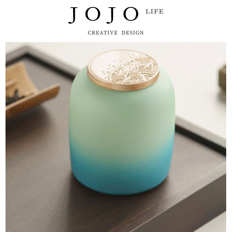 JOJOS L. PD.紫泉涧.渐变茶叶罐陶瓷罐小号普洱红绿白茶叶 请候