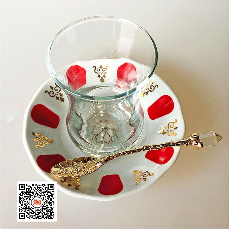 土耳其红茶杯 土耳其民间经典特色郁金香造型茶杯赠送勺子