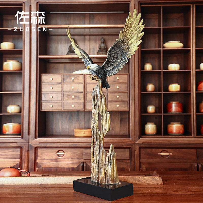 佐森大展宏图黄铜鹰摆件办公室装饰大鹏展翅玄关摆设乔迁开业礼品