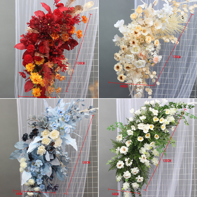 婚庆U型挂花屏风花艺蓝色仿真花婚礼装饰花排成品花艺拱门挂花
