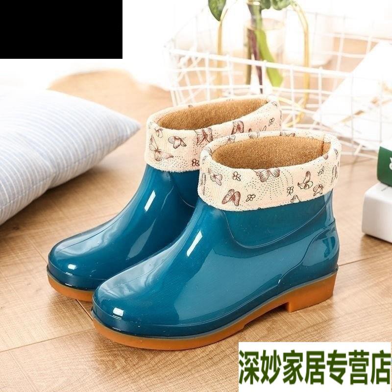 时尚女中筒雨靴半统防水鞋雨鞋防滑软底厨师种菜洗车工作胶桶鞋。