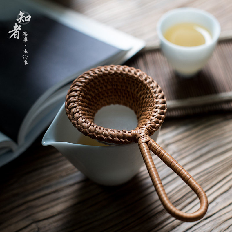 藤编茶滤 天然越南秋藤编制茶漏茶具滤茶漏斗 茶道配件细密过滤网