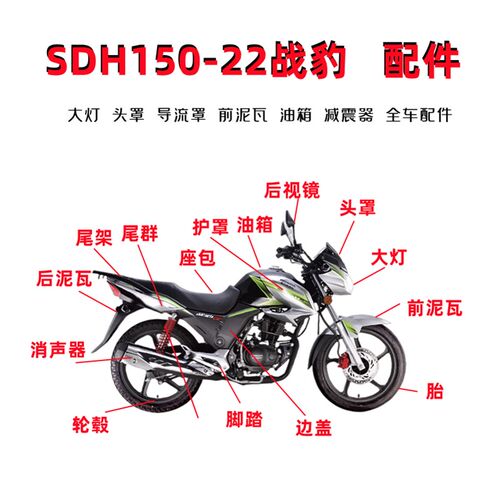 适用新大洲SDH150-22战豹大灯头罩导流罩前泥瓦油箱减震器车配件