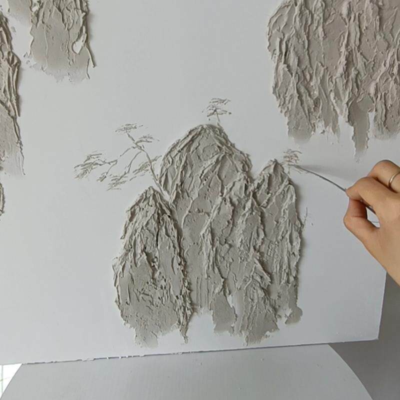 墙面浮雕画画砂料矿物砂石膏粉装饰画画浮雕手工材料佳肌理艺术漆
