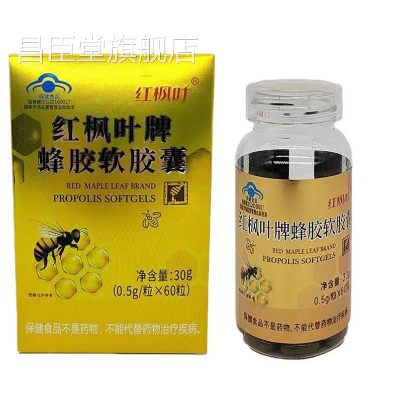 红枫叶牌蜂胶软胶囊 60粒科配比甄选原料【天学猫正品】蓝帽认证