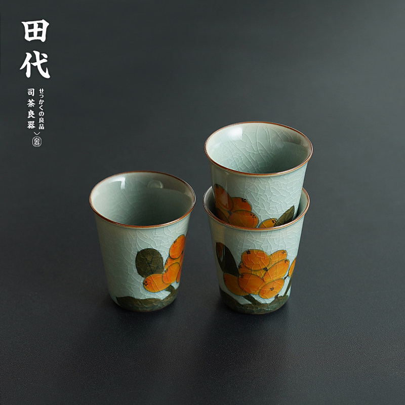 手工描绘开片陶瓷品茶杯 斗彩功夫茶道主人杯茶艺品茗茶具小杯子