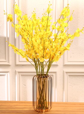 跳舞兰仿真绢花假花灯笼花瓶插花家居花卉摆件桌面装饰摆设花艺