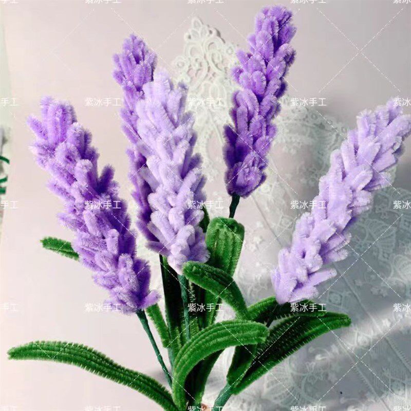 加密扭棒制作薰衣草虞美人花束插花艺术摆件送礼纯手工制作仿真花