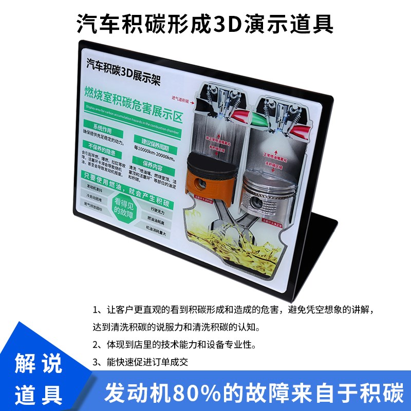 汽车积碳3D立体展示架门店积碳解说道具积碳形成演示清洗讲解道具