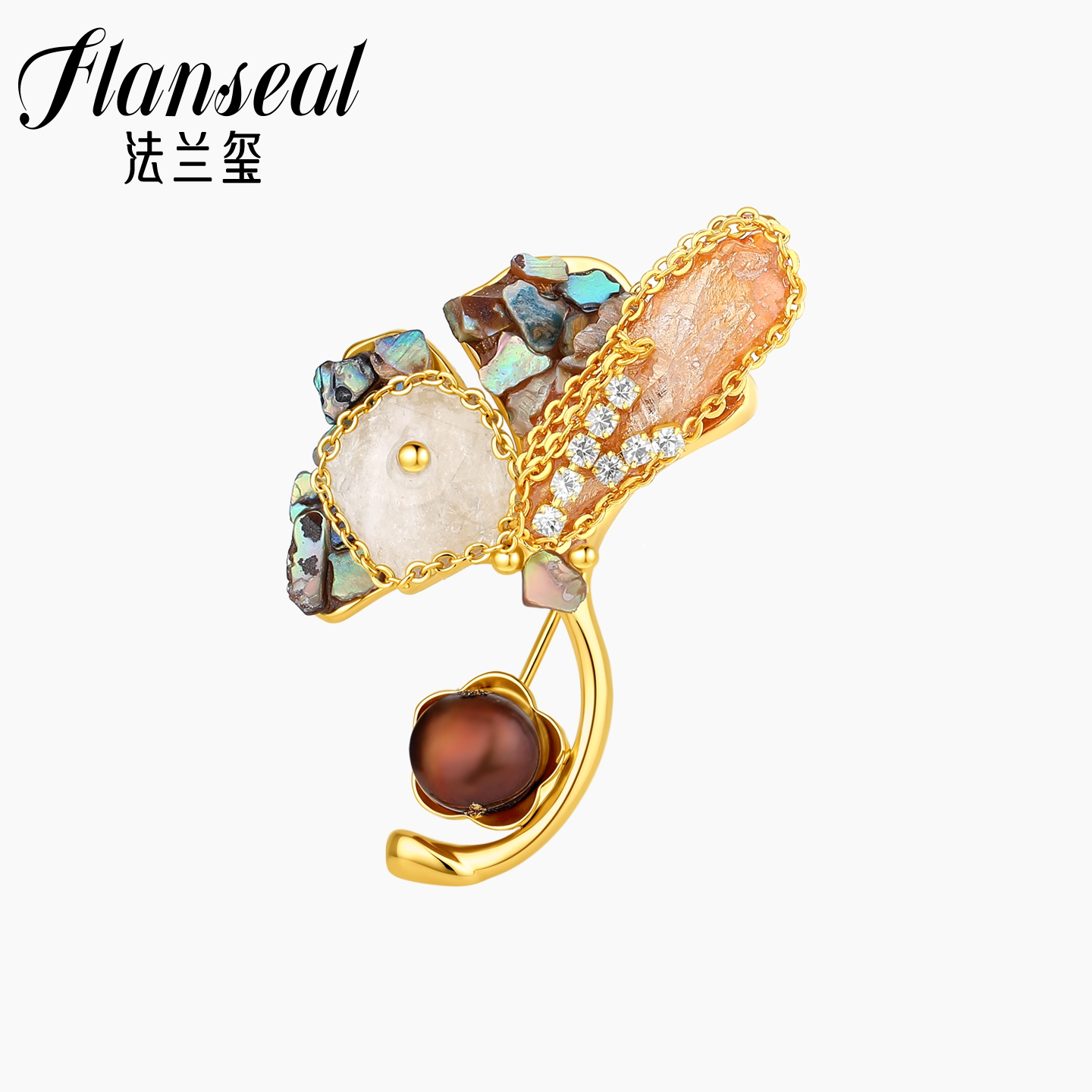 Flanseal高档女款精致银杏小胸针