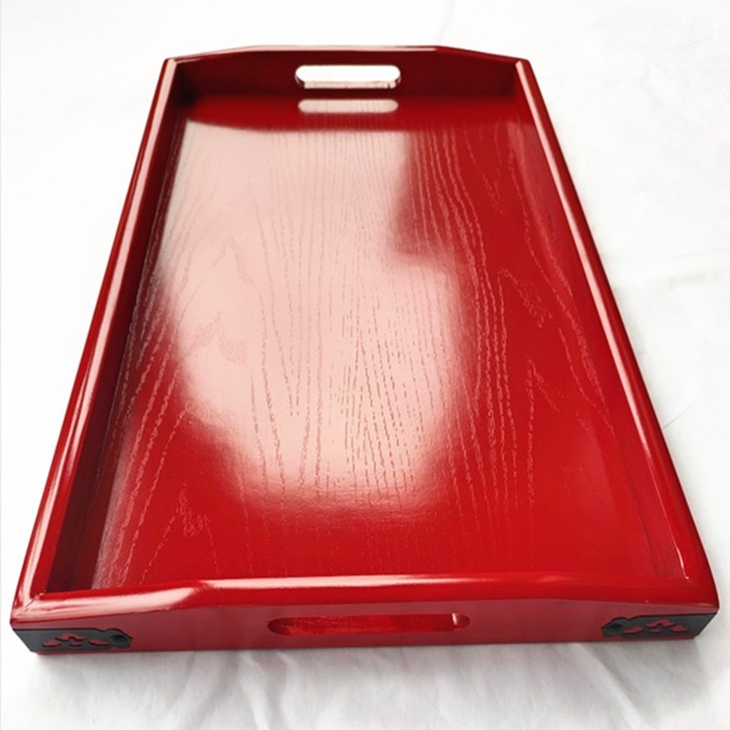 红色木质托盘茶盘长方形水杯托盘 供盘 木盘子家用结婚敬茶盘喜盘