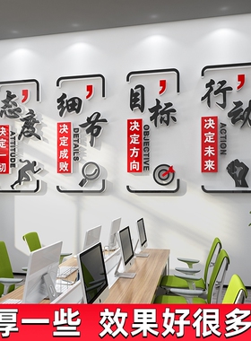 创意办公室墙面装饰楼梯销售部文化墙贴员工团队励志标语激励文字