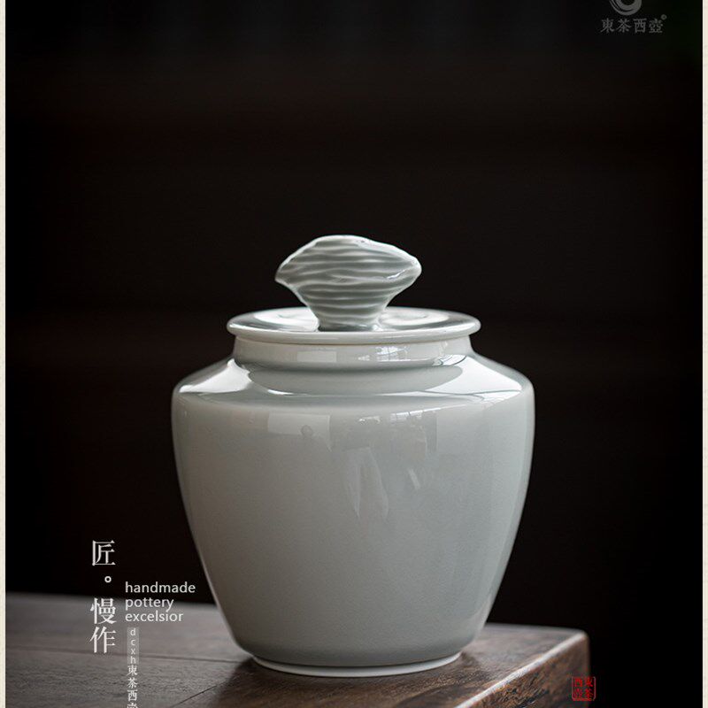 冰灰釉陶瓷茶叶罐中号防潮密封罐家用中式绿茶白茶罐茶仓普洱茶缸