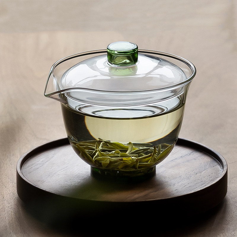 耐高温玻璃盖碗家用泡茶碗功夫茶具手抓茶碗绿茶碗泡茶壶透明耐热