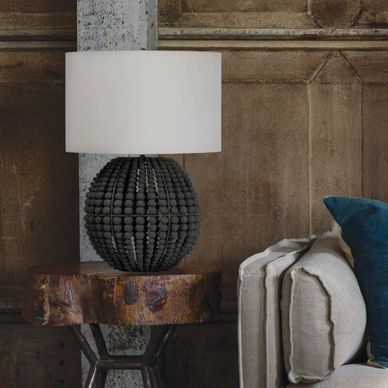 创意波西米亚仿古木珠台灯 温馨卧室床头灯书房客厅边桌陈设灯具