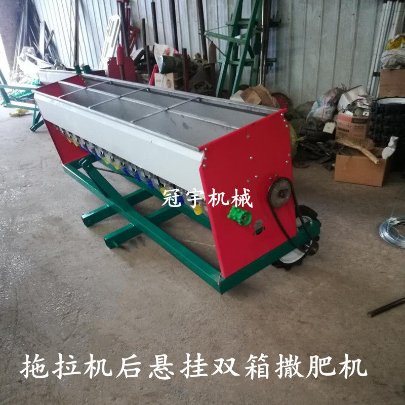 不锈钢撒肥机施肥机拖拉机带地轮链条传动加厚肥箱支持定做单双箱