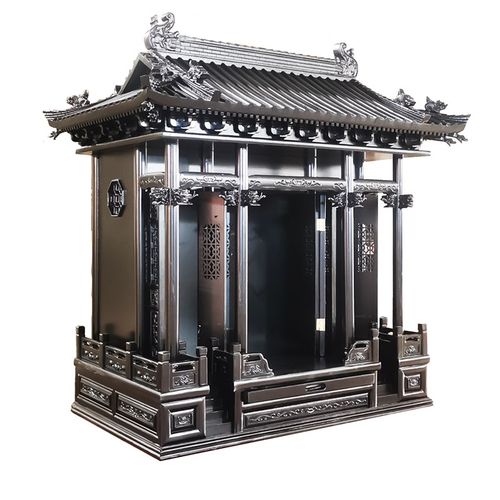 仿清宫殿屋顶神楼神龛佛龛佛柜带门香樟木实木屋檐房顶家用仙龛