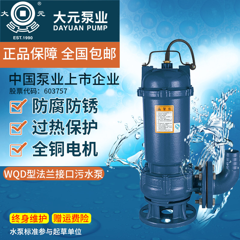 大元污水泵 法兰接口 排污泵潜污泵 抽粪家用化粪池污水泵220V