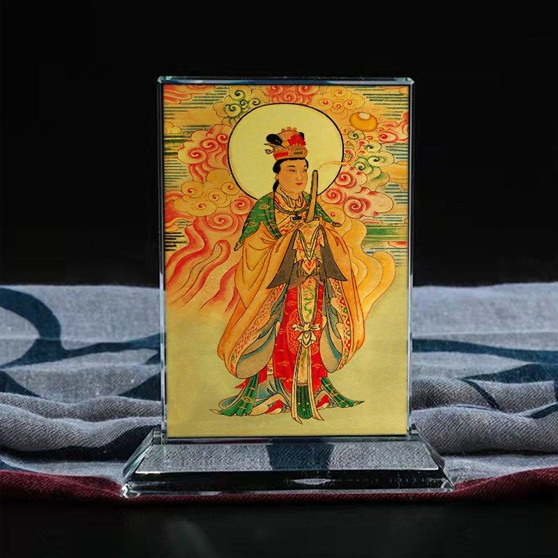 定制太阴星君月神高清画像水晶玻璃家居摆件玄关供奉摆台