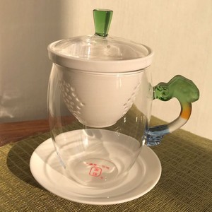 夏季女款玻璃茶杯建窑多彩琉璃把玻璃杯茶具陶瓷过滤茶杯办公杯