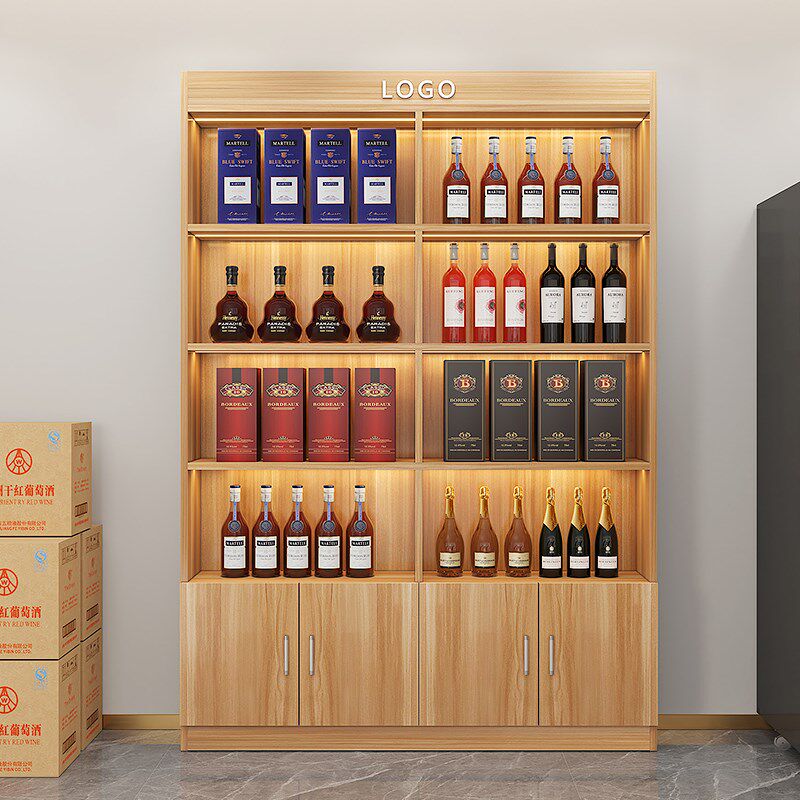 烟酒茶家具靠墙酒柜展示柜便利店零食展示架超市货架茶叶储藏柜子