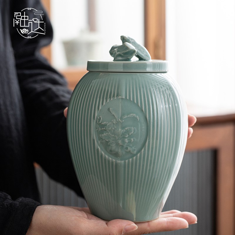 复古茶叶罐陶瓷空罐储存罐密封罐茶罐家用防潮存茶罐中式普洱白茶