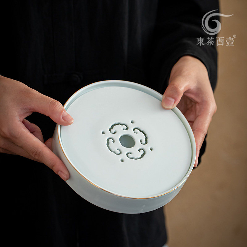 陶瓷干泡台小号壶垫壶托茶海小茶盘可拆洗蓄水茶台干泡盘壶承青瓷