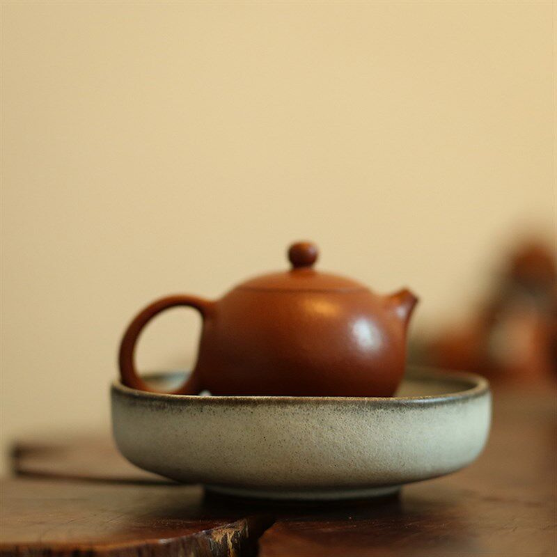 手作粉引壶承 竹编壶垫壶托蓄水紫砂壶垫 干泡台茶道配件陶瓷茶具