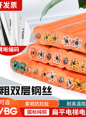 电梯扁电缆TVVB24 30 36 42 48 60芯0.75双钢丝行车天车随行扁线