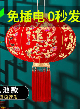 2023大红灯笼室内室外挂饰乔迁搬家春节过年电池款无插线发光感应
