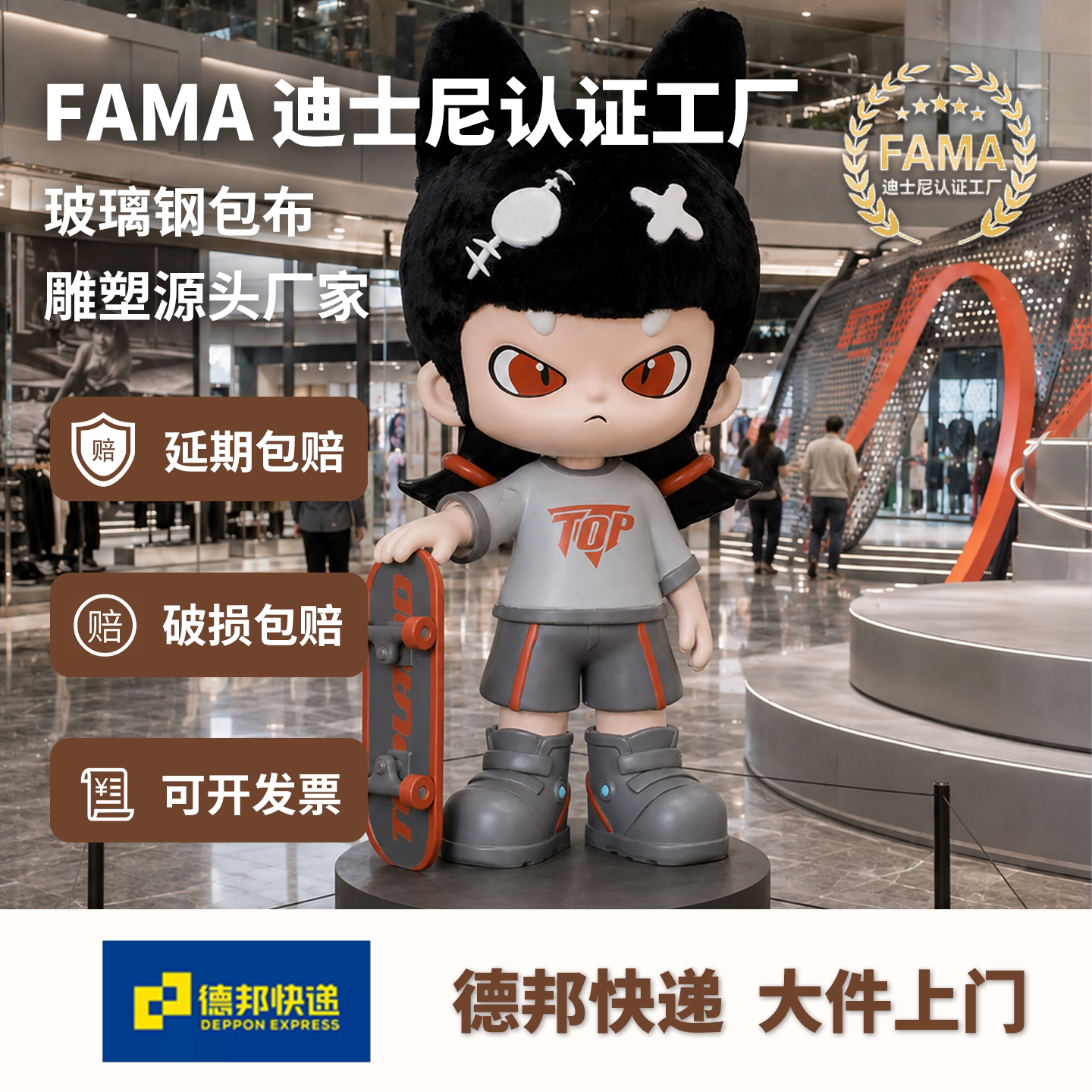 商场美陈玻璃钢包布卡通公仔IP雕塑定制户外人物网红打卡雕塑定做