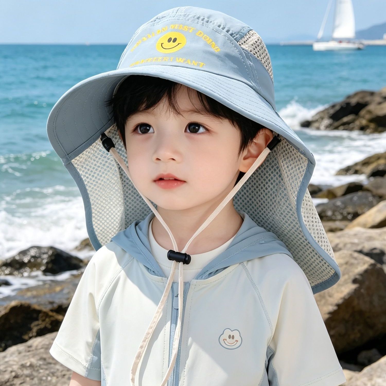 儿童防晒帽夏天男女宝宝