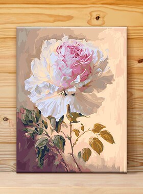 数字油画diy填充花卉手绘手工填色画丙烯油彩画装饰画 牡丹芬芳