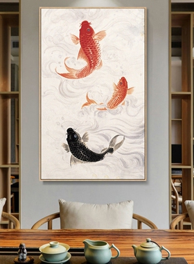 锦鲤 鲤鱼跃龙门 diy数字油彩画 年年有余挂画 手绘填色数字油画