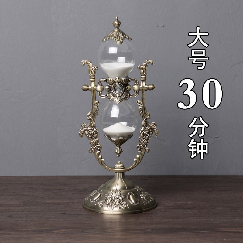 欧式创意沙漏计时器高档家居装饰摆件金属工艺品礼品摆件摄影道具