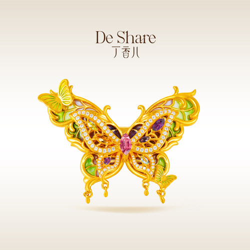 De Share丁香儿珠宝黄金发夹子女款999足金镶嵌发饰森影迷踪原创