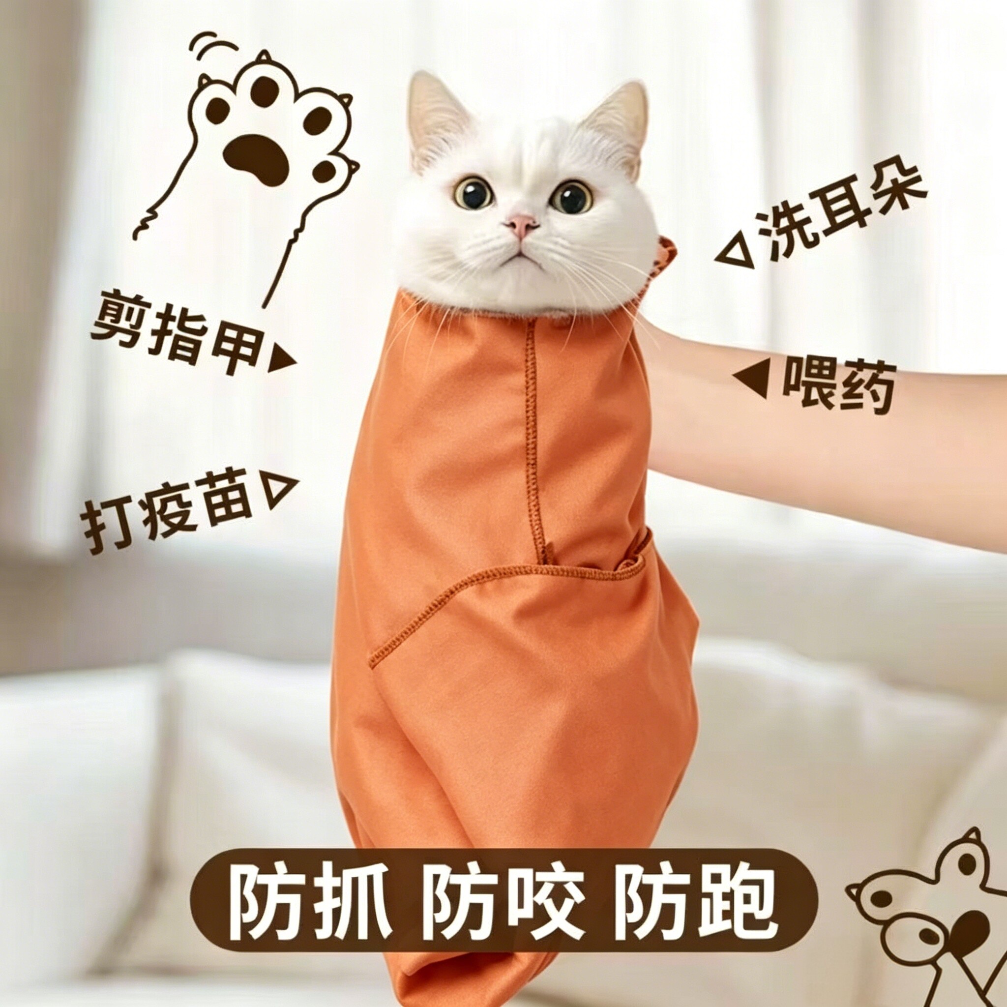 裹猫布自粘包猫咪毛巾防咬洗澡剪指甲束缚宠物魔术百贴固定布神器
