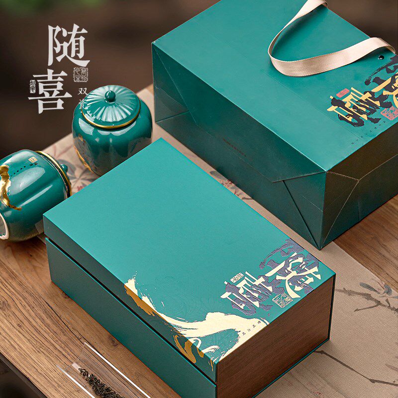 高档茶叶包装盒双瓷礼盒红茶绿茶信阳毛尖通用陶瓷罐茶叶礼盒定制