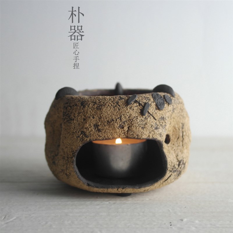 全手工温泡茶炉 紫砂原矿黑泥 纯手工手捏创意酒精炉蜡烛炉小炉子