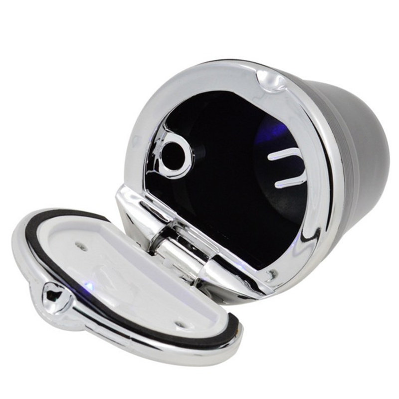 汽车用品车载烟灰缸金属带LED灯创意带盖车内烟灰缸内饰通用摆件