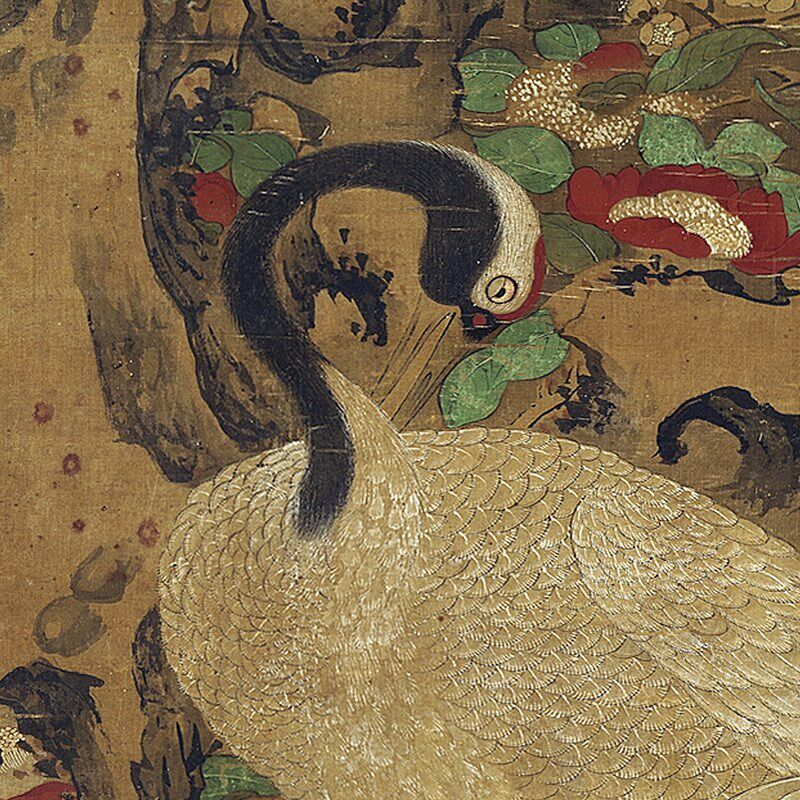 林璜双鹤图 传统工笔花鸟画临摹绢布画稿 中式装饰画艺术微喷画心